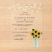 Barn Wood String Lights Sunflower Wedding Acryl Uitnodigingen (Voorkant)