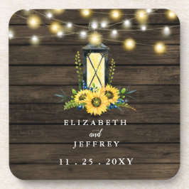 Barn Wood String Lights Sunflower Wedding Bier Onderzetter