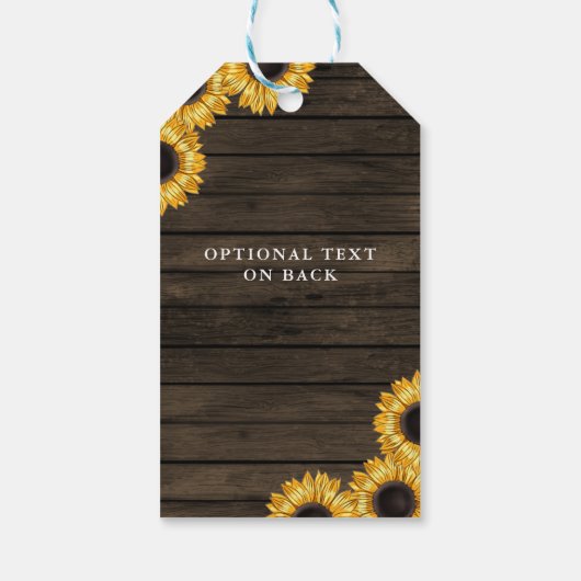 Barn Wood String Lights Sunflower Wedding Gift Ta Cadeaulabel (Achterkant)