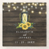 Barn Wood String Lights Sunflower Wedding Glazen Onderzetter (Voorkant)