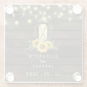 Barn Wood String Lights Sunflower Wedding Glazen Onderzetter (Achterkant)