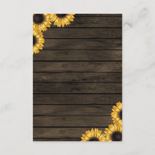 Barn Wood String Lights Sunflower Wedding Informatiekaartje (Achterkant)