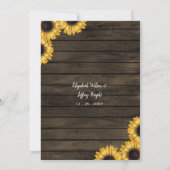 Barn Wood String Lights Sunflower Wedding Kaart (Achterkant)