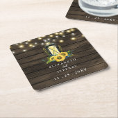 Barn Wood String Lights Sunflower Wedding Kartonnen Onderzetters (Schuin)