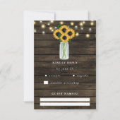 Barn Wood String Lights Sunflower Wedding RSVP Kaartje (Voorkant)