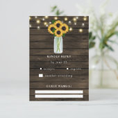 Barn Wood String Lights Sunflower Wedding RSVP Kaartje (Staand voorkant)