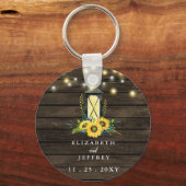 Barn Wood String Lights Sunflower Wedding Sleutelhanger (Voorkant)