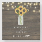 Barn Wood String Lights Sunflower Wedding Square Stenen Onderzetter (Voorkant)