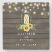 Barn Wood String Lights Sunflower Wedding Square Stenen Onderzetter (Voorkant)