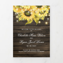 Barn wood String Lights Sunfowers Photo Wedding Drieluik Programma