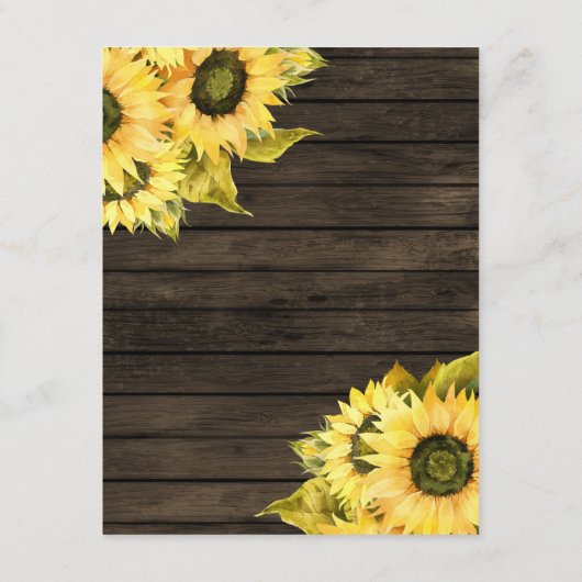 Barn Wood String Lights Zonnebloemen Lantern Weddi Informatiekaartje (Achterkant)