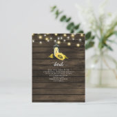 Barn Wood String Lights Zonnebloemen Lantern Weddi Informatiekaartje (Staand voorkant)