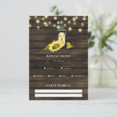 Barn Wood String Lights Zonnebloemen Lantern Weddi RSVP Kaartje (Staand voorkant)