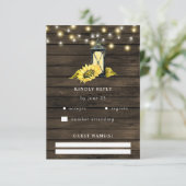Barn Wood String Lights Zonnebloemen Lantern Weddi RSVP Kaartje (Staand voorkant)