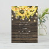 Barn Wood String Lights Zonnebloemen sparen Datum  Aankondiging (Staand voorkant)