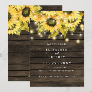 Barn Wood String Lights Zonnebloemen sparen Datum  Aankondiging