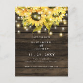 Barn Wood String Lights Zonnebloemen sparen de dat Aankondigingskaart (Voorkant)