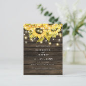 Barn Wood String Lights Zonnebloemen sparen de dat Aankondigingskaart (Staand voorkant)