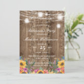 Barn Wood String of Lights & Sunflower Retirement Kaart (Staand voorkant)