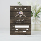 Barn Wood Succulent Antlers Land Chic Weddenschap RSVP Kaartje (Staand voorkant)
