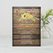 Barn Wood Sunflower Antlers met RSVP Weddenschap Kaart (Staand voorkant)