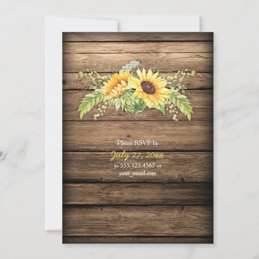 Barn Wood Sunflower Antlers met RSVP Weddenschap Kaart (Achterkant)