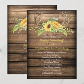 Barn Wood Sunflower Antlers met RSVP Weddenschap Kaart (Voorkant / Achterkant)