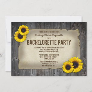 Barn Wood Sunflower Bachelorette Party Kaart