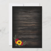 Barn Wood Sunflower Burgundy Roos Wedding Kaart (Achterkant)