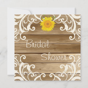 Barn Wood Sunflower en Lace Bridal Showe Kaart