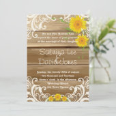 Barn Wood Sunflower en  Lace Wedding Kaart (Staand voorkant)