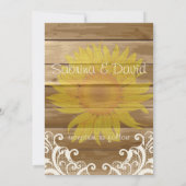 Barn Wood Sunflower en  Lace Wedding Kaart (Achterkant)