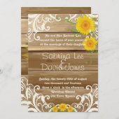 Barn Wood Sunflower en  Lace Wedding Kaart (Voorkant / Achterkant)