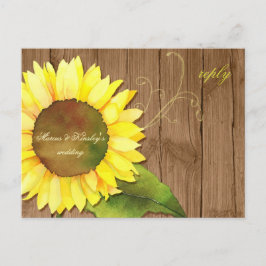 Barn Wood Sunflower Fall Wedding RSVP Uitnodiging Briefkaart