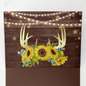 Barn Wood Sunflower Gold Antler Weddenschap Drieluik Uitnodiging (Binnenzijde eerst)
