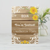 Barn Wood Sunflower  Lace Afstuderen Kaart (Staand voorkant)