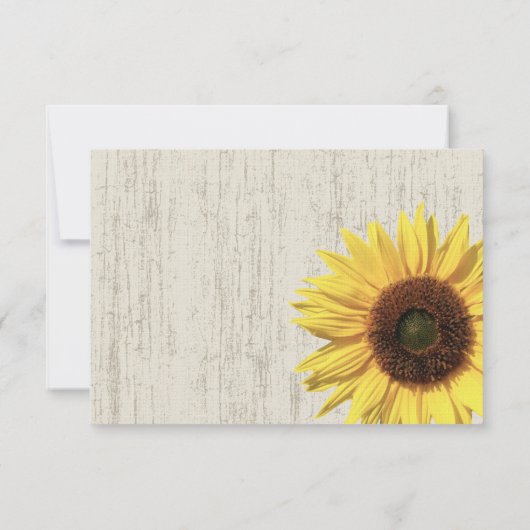 Barn Wood Sunflower Response RSVP Kaartje (Achterkant)