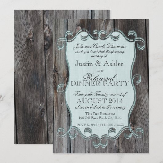 Barn Wood Teken repetitie Dinner Party Kaart (Voorkant / Achterkant)