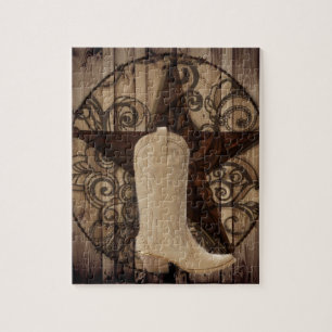 Barn Wood Texas Lone Star western land cowgirl Legpuzzel