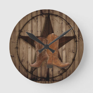 Barn Wood Texas Star western land cowboylaarzen Ronde Klok