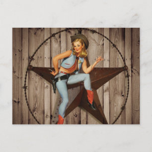 Barn Wood Texas western land Cowgirl Briefkaart