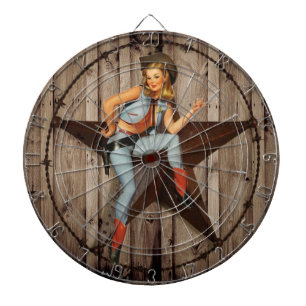 Barn Wood Texas western land Cowgirl Dartbord