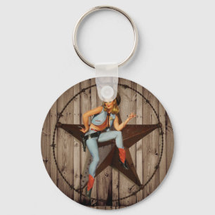 Barn Wood Texas western land Cowgirl Sleutelhanger
