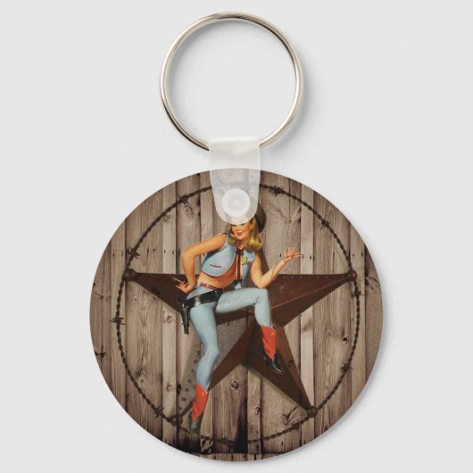 Barn Wood Texas western land Cowgirl Sleutelhanger (Voorkant)