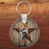 Barn Wood Texas western land Cowgirl Sleutelhanger (Voorkant)