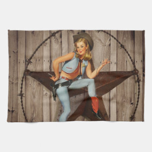 Barn Wood Texas western land Cowgirl Theedoek
