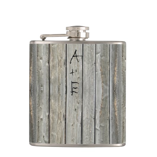 Barn Wood Uw Initialen Mr Hipster  Retro Heupfles (Voorkant)