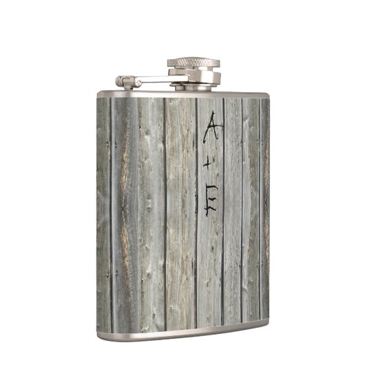 Barn Wood Uw Initialen Mr Hipster Retro Heupfles (Rechts)