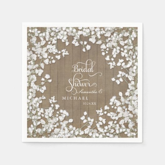 Barn Wood Vrijgezellenfeest Decor Baby's Ademkrans Servetten (Voorkant)