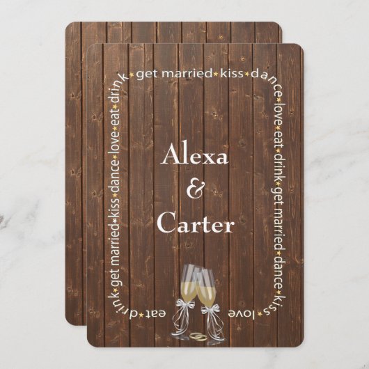 Barn Wood Wedding Kaart (Voorkant / Achterkant)